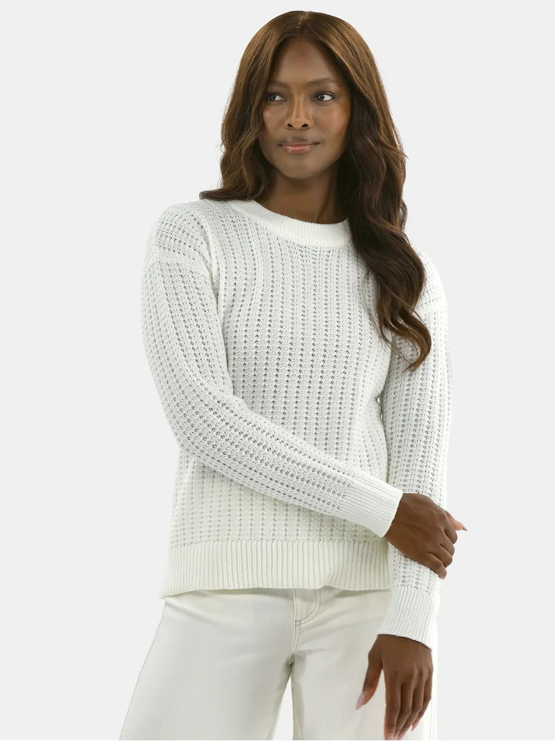 Time and Tru Women's and Women’s Plus Textured Stitch Sweater, Midweight, Sizes XS-4X | Walmart (US)