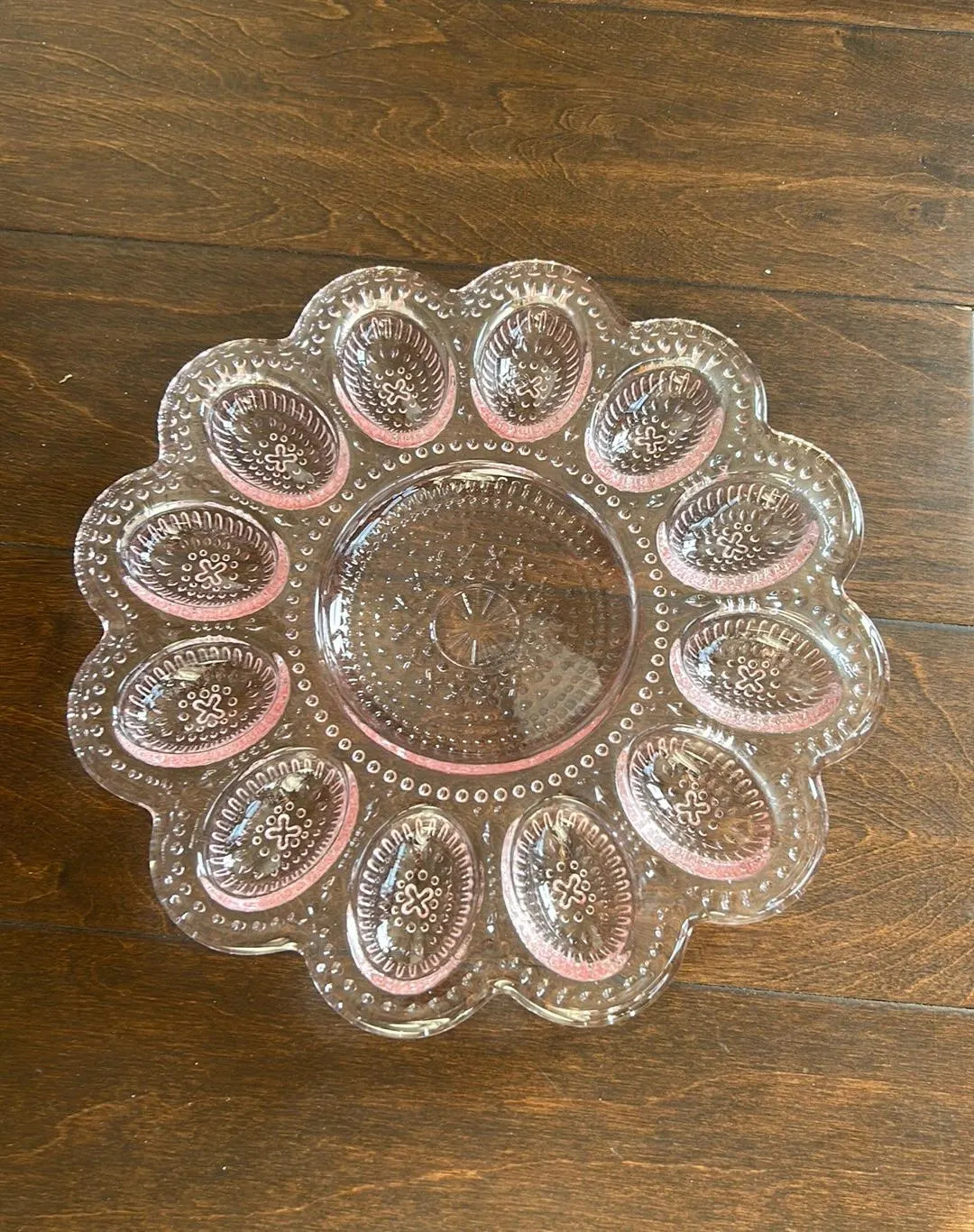 New Pink Glass Hobnail Deviled Egg Tray Fits 12 Eggs 10" Vintage Look Easter | Etsy (US)