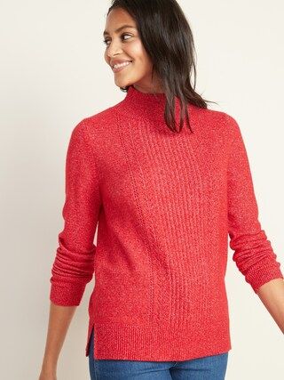 Mock-Neck Pointelle Sweater for Women | Old Navy (US)
