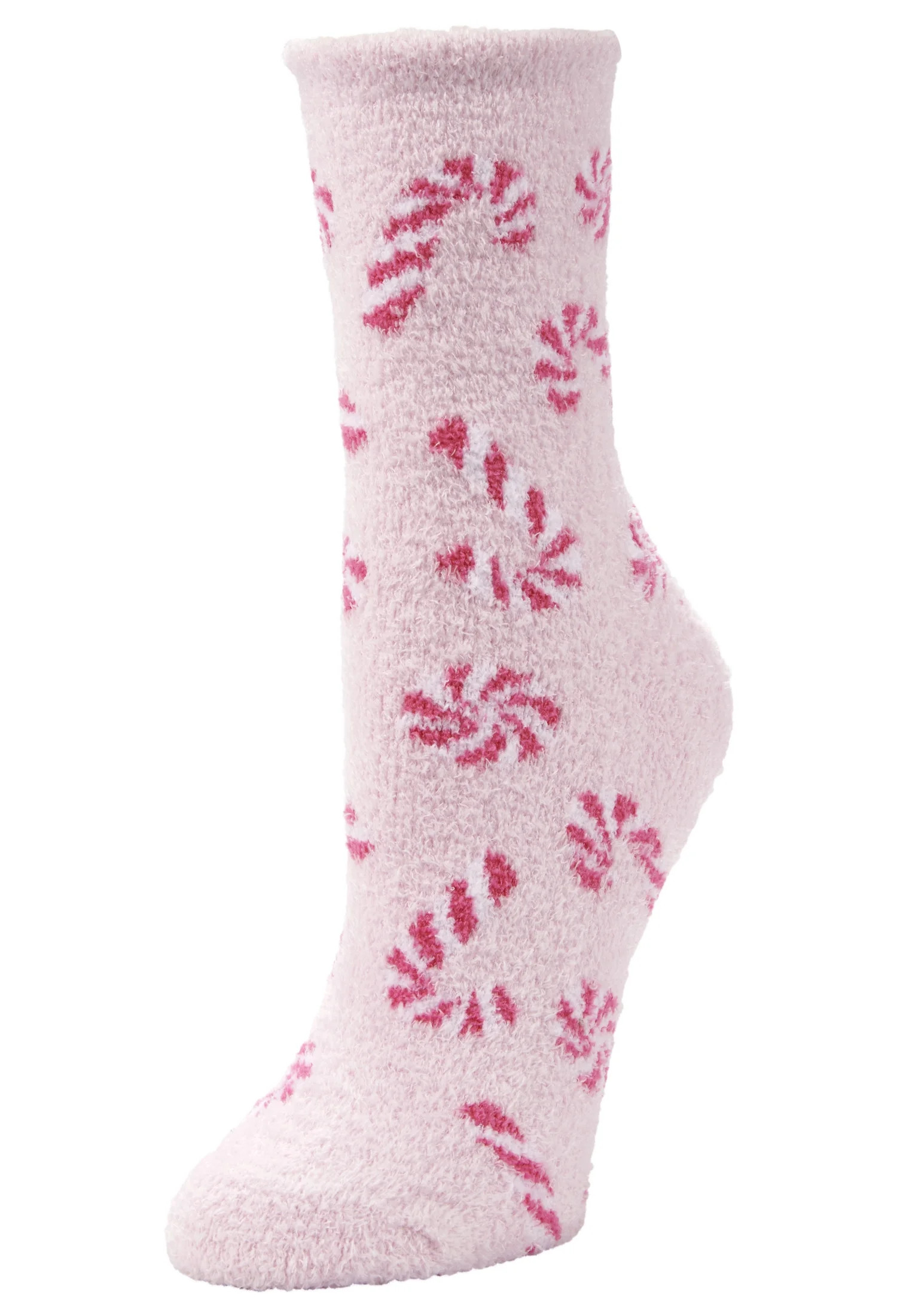 Airplus Holiday Tossed Candy Canes Cozy Crew Socks, Women's 5-10, 1 Pair | Walmart (US)