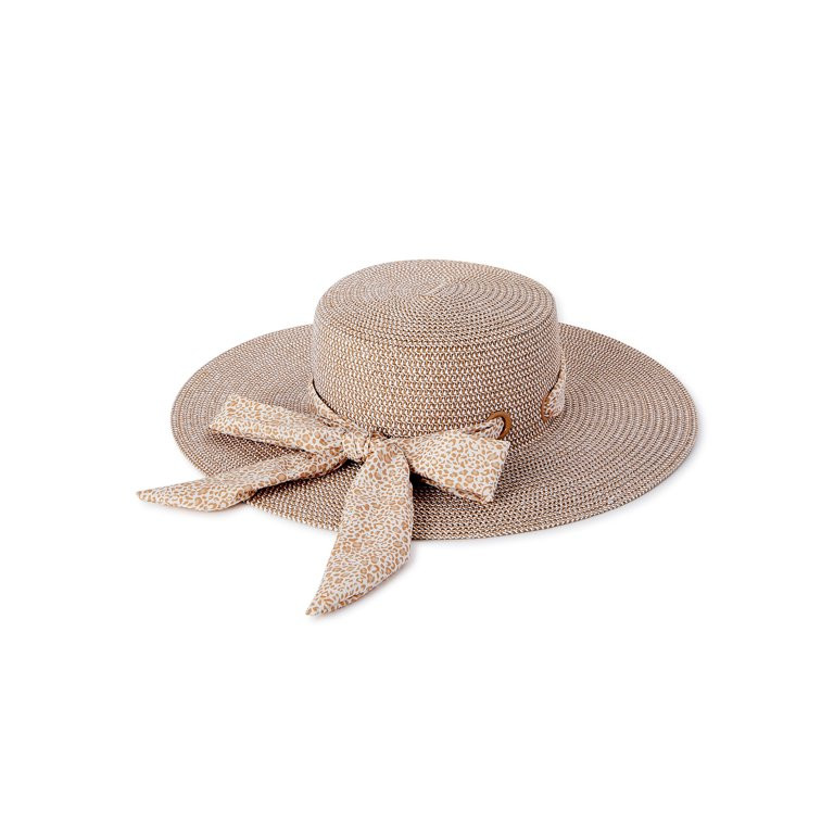 Time and Tru Women's Boater Hat with Removable Scarf | Walmart (US)