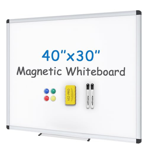 VIZ-PRO Magnetic Whiteboard/Dry Erase Board, 40 X 30 Inches, Includes 1 Eraser & 2 Markers & 4 Magnets | Amazon (US)