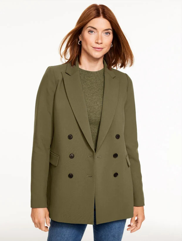 Double Breasted Twill Blazer | Talbots