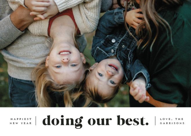 "Doing Our Best" - Customizable Holiday Photo Cards in Black by Olivia Goree. | Minted