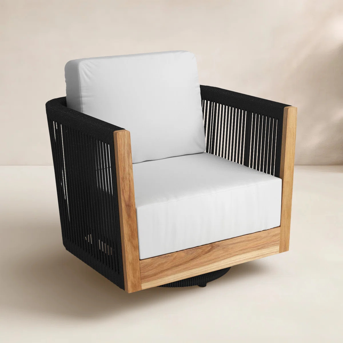 Aniston Teak Swivel Patio Chair with Sunbrella® Cushions | Wayfair North America