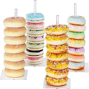 Suneerplay Donut Stand Acrylic 4 Pack, Clear Bagel Holder Stand, Donut Tower Stand, Donut Display... | Amazon (US)