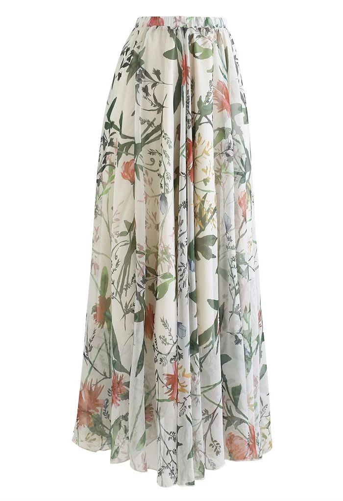 Bring the Blossom Floral Maxi Skirt | Chicwish