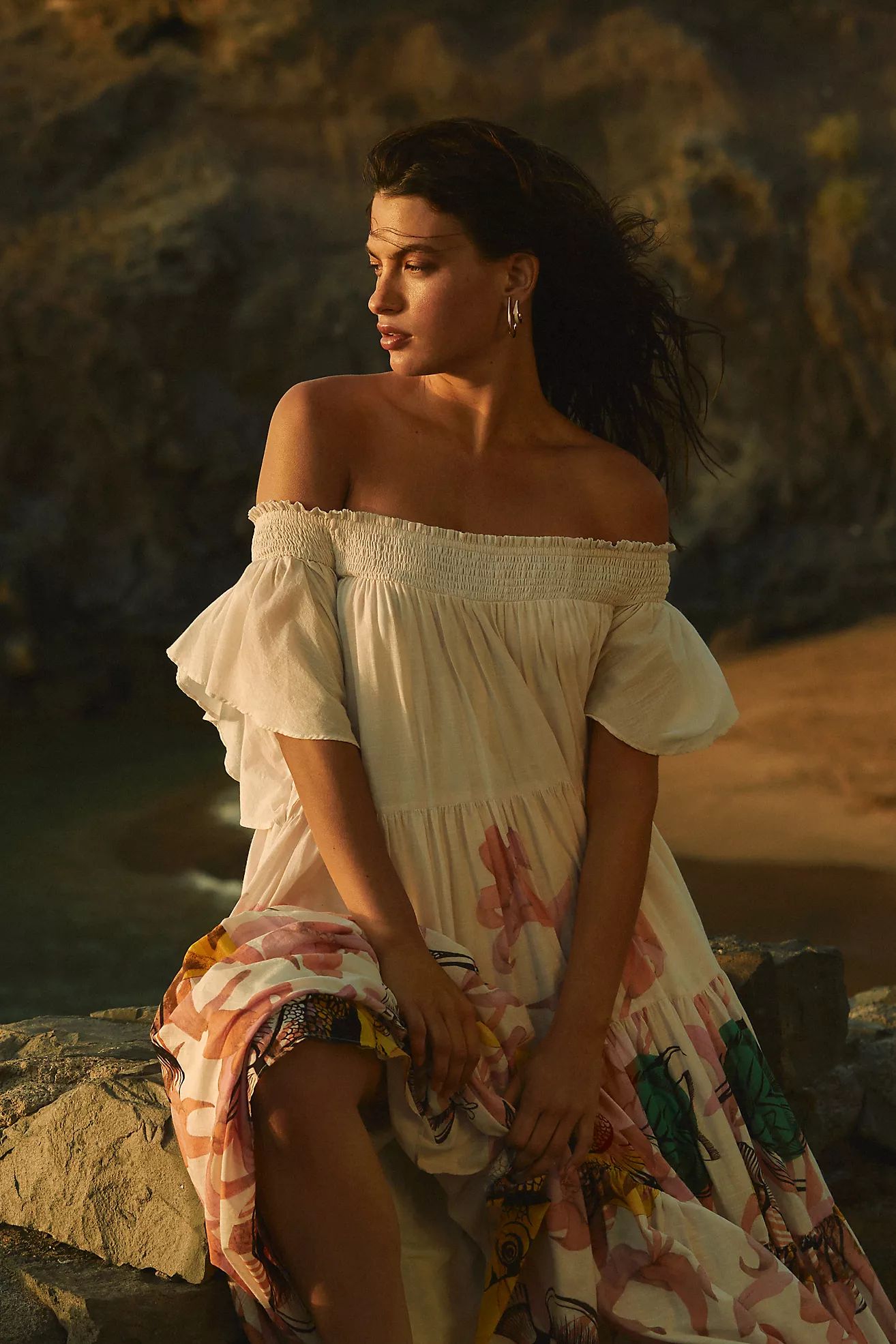 Pia Binazzi Tiered Off-The-Shoulder Dress | Anthropologie (US)
