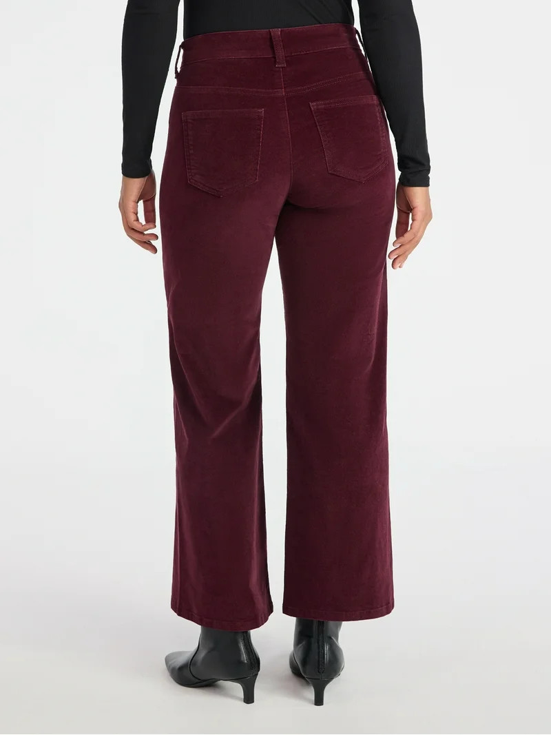 Time and Tru Women's Velvet Wide Leg Pants, 32" Inseam, Size 0-20 | Walmart (US)