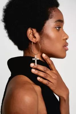 Pearl Cross Hoop Earrings - Womens ALL | Urban Outfitters (EU)