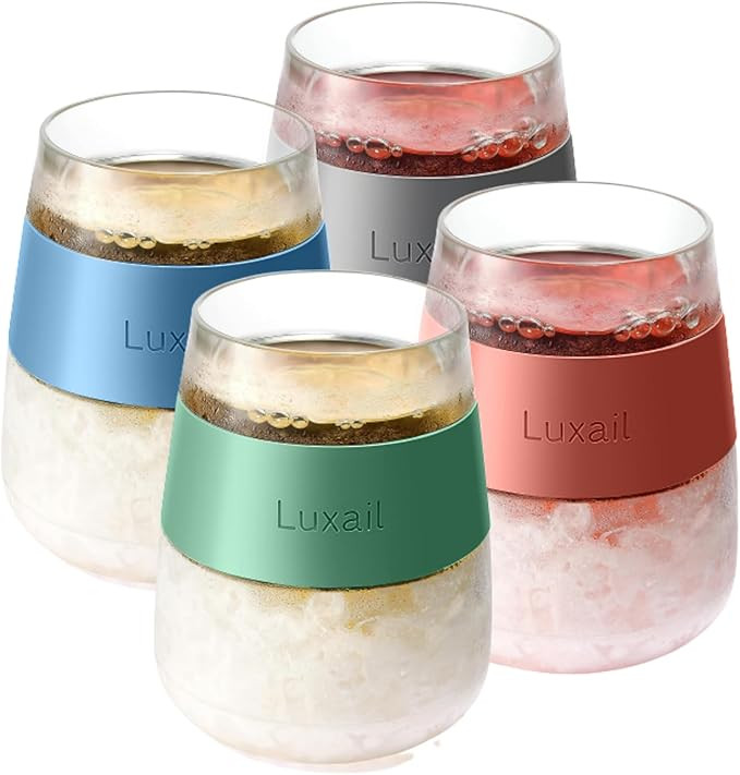 luxail Wine Glasses, Plastic Wine Glasses Set of 4, Wine Gifts, Double Wall Insulated Freezer Tum... | Amazon (US)