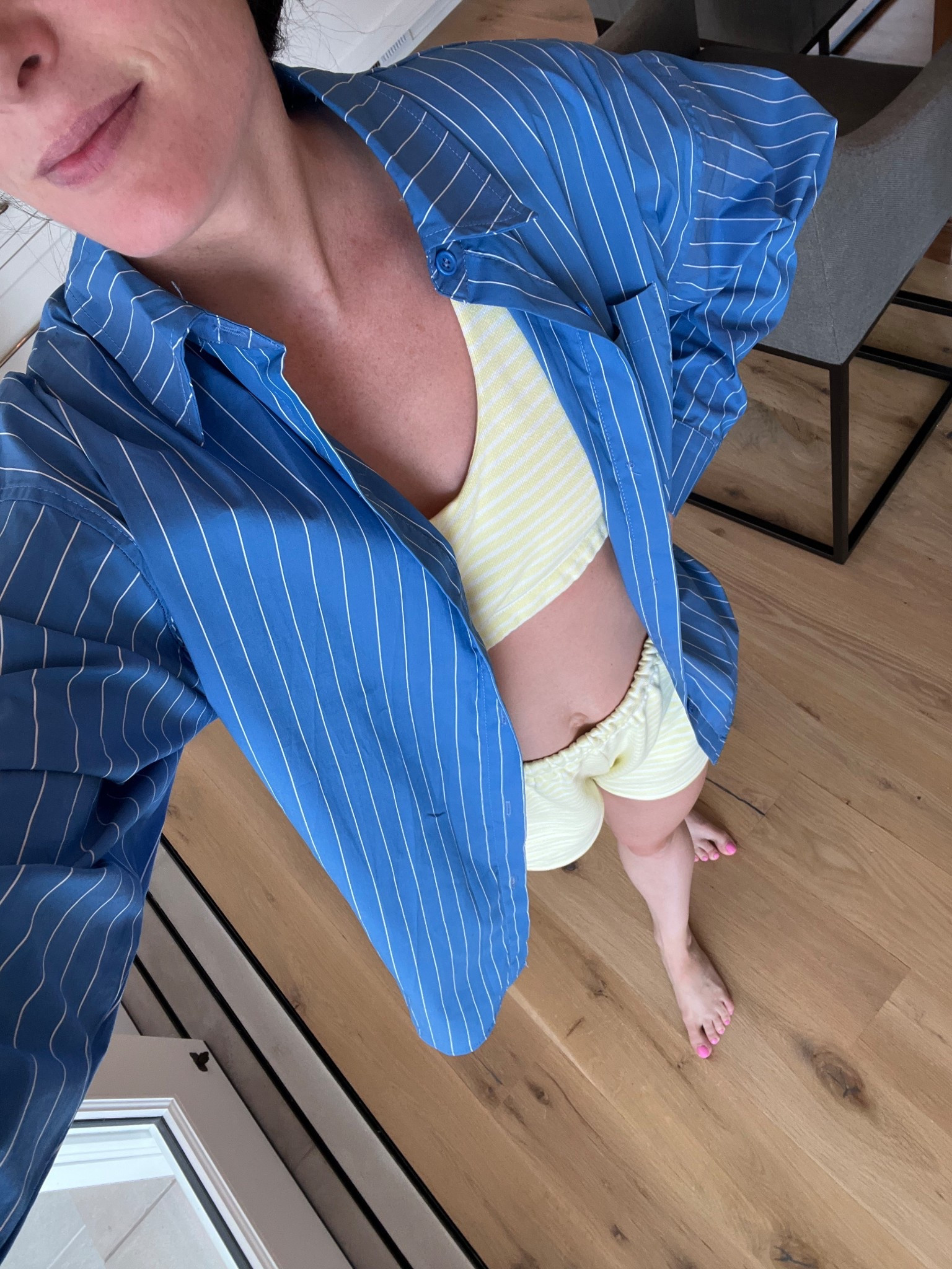 Matching set; target set; striped set; blue striped button down. Wearing a small in everything. Shorts are high waisted. Top is not lined  

#LTKSeasonal #LTKSaleAlert #LTKSummerEdit