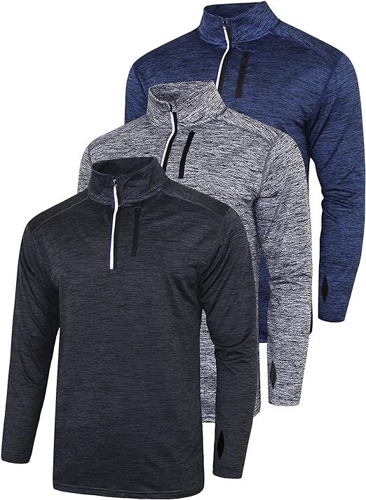 Liberty Imports Pack of 3 Men's Performance Quarter Zip Pullovers with Pockets, Quick Dry Active ... | Amazon (US)