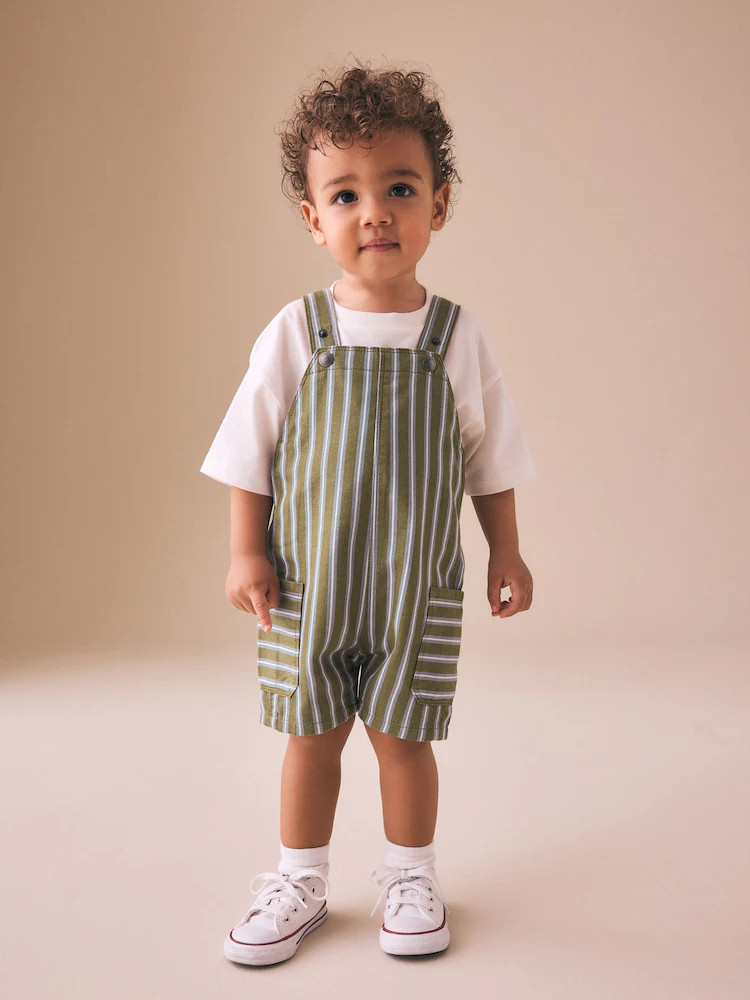 Khaki/Blue Dungarees (3mths-7yrs) | Next US