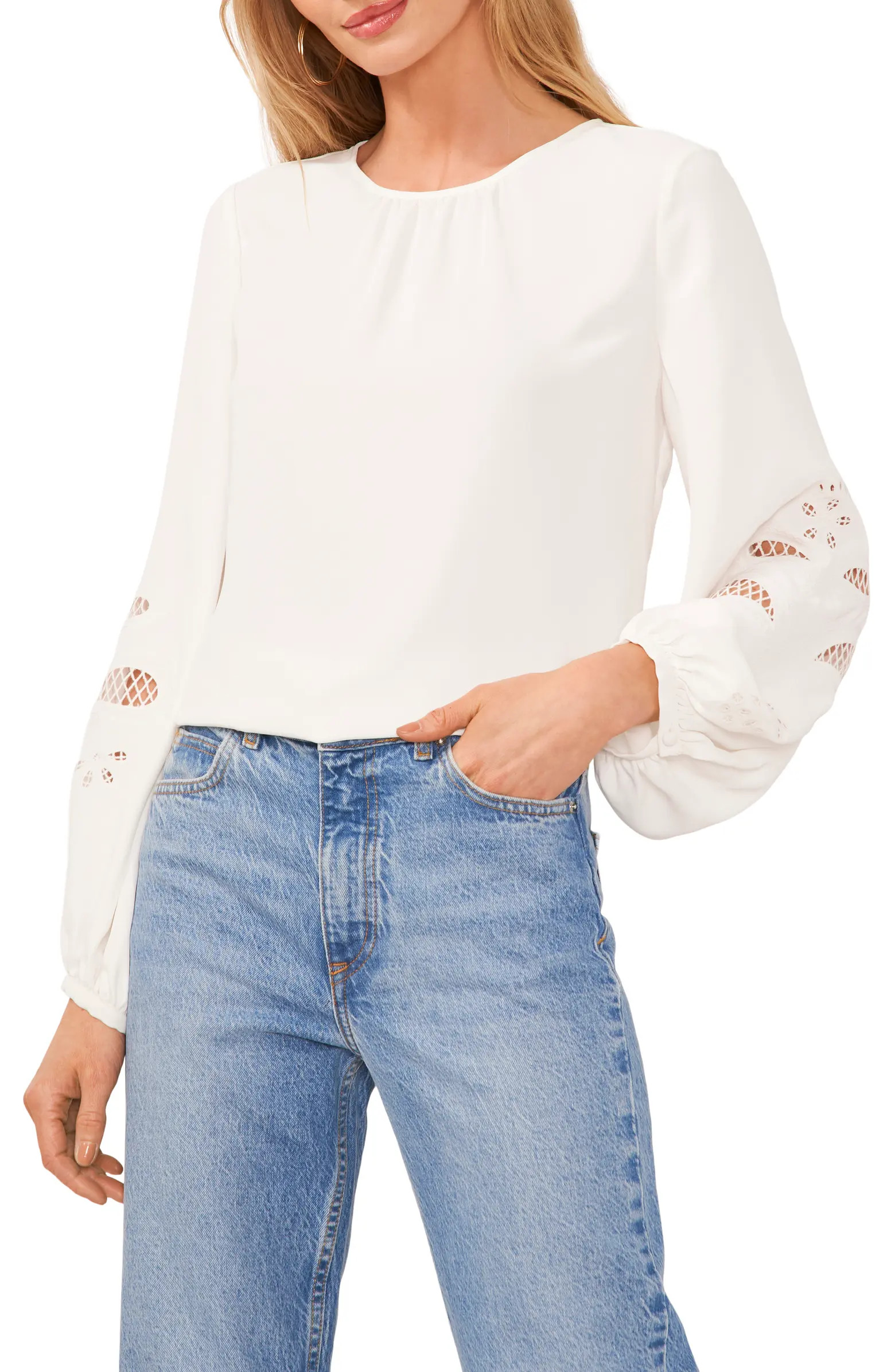 Vince Camuto Balloon Sleeve Crepe Top | Nordstrom | Nordstrom