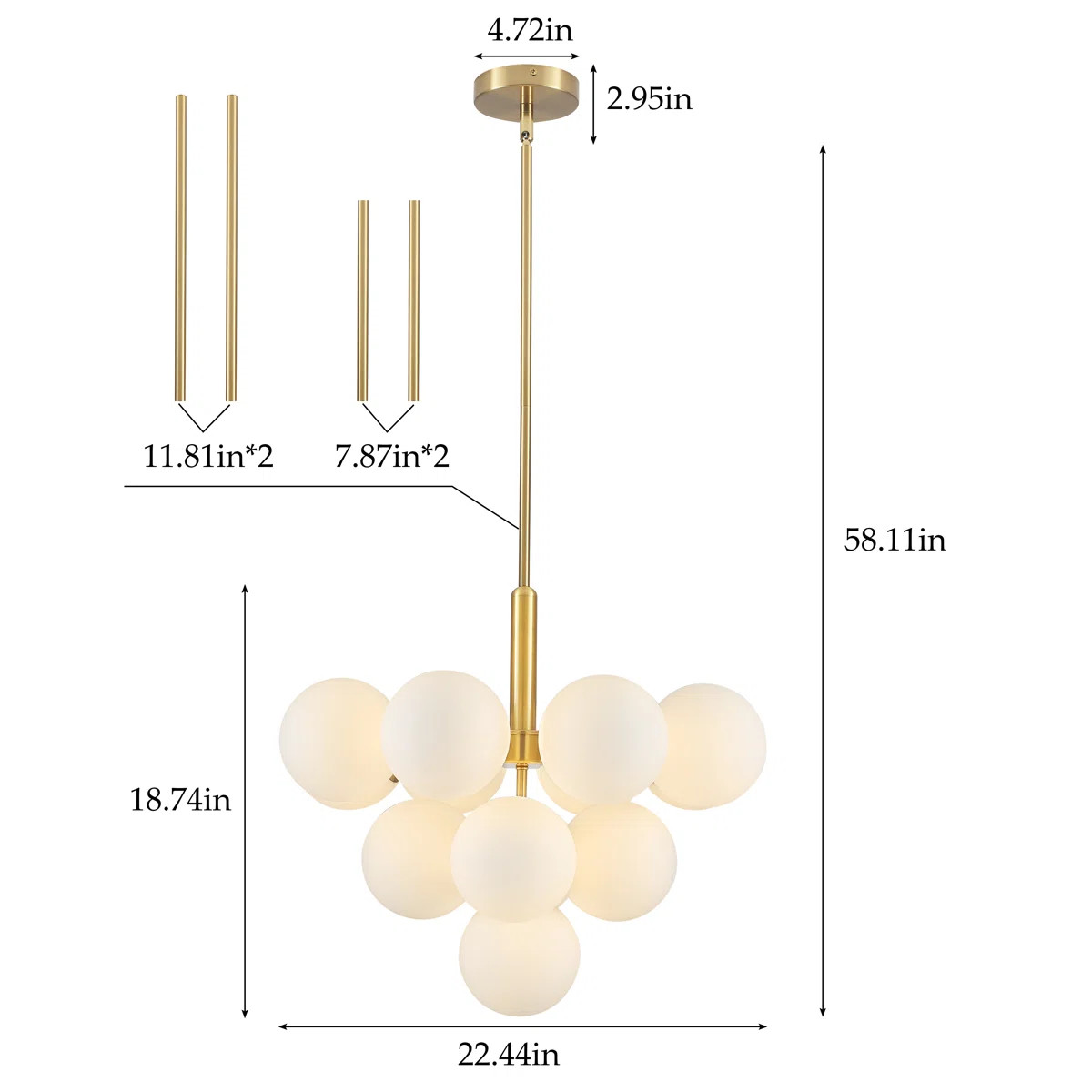 13 - Light Dimmable Modern Sputnik Atomic Tiered Cluster Globe Bubble Chandelier with Opal Glass ... | Wayfair North America
