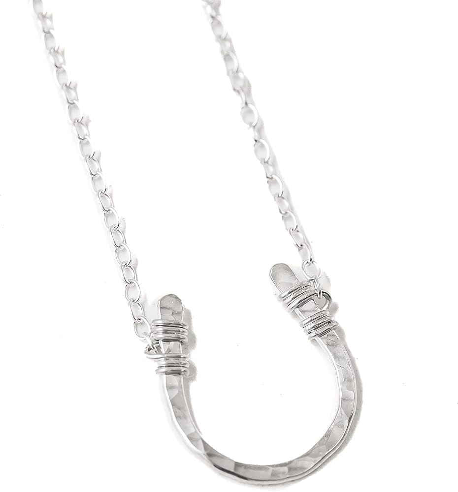 Lucky Horseshoe Necklace Hammered 18 inch chain length | Amazon (US)