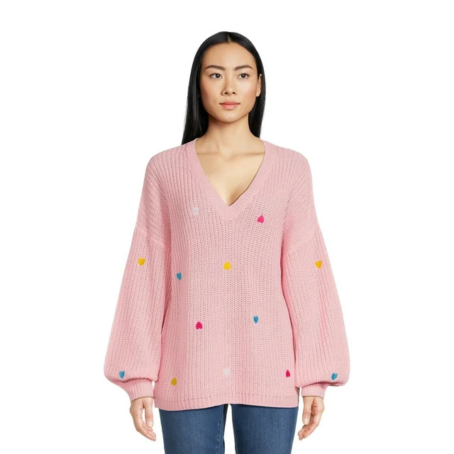 What's Next Women's V-Neck Multi Heart Embroidery | Walmart (US)