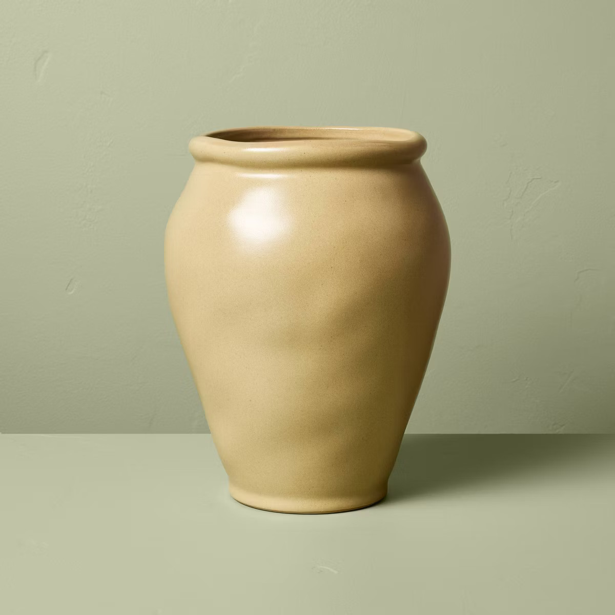 10&quot; Smooth Ceramic Urn Vase Tan - Hearth &amp; Hand™ with Magnolia | Target