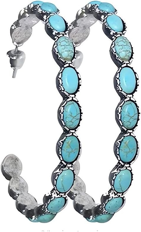Western Earrings Boho Turquoise Oval Drop Dangle Earrings for Women Beaded Western Flower Teardro... | Amazon (US)