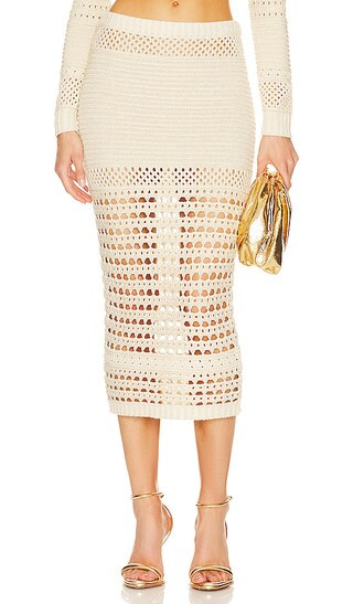 Raya Skirt in Ivory And Gold in Ivory & Gold | Revolve Clothing (Global)