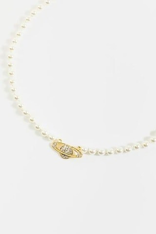 Rhea Pearl Strand Saturn Pendant Necklace | Francesca's