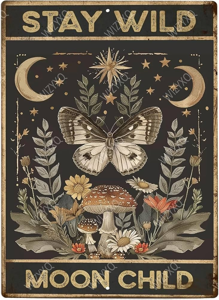 Metal Signs Butterfly Stay Wild Moon Child Sign Funny Vintage Tin Sign Aluminum Sign Retro Wall D... | Amazon (US)