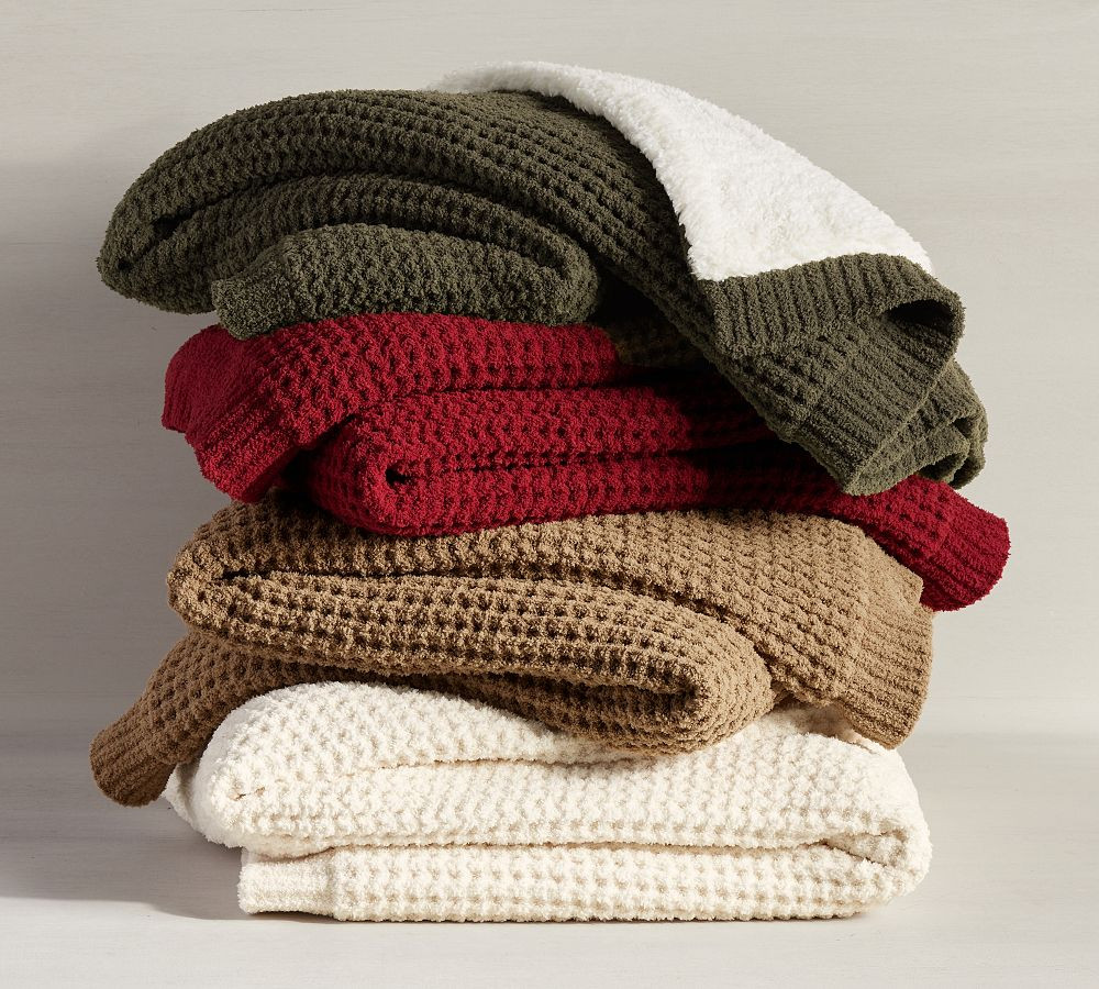 Chenille Waffle Sherpa Back Throw | Pottery Barn (US)