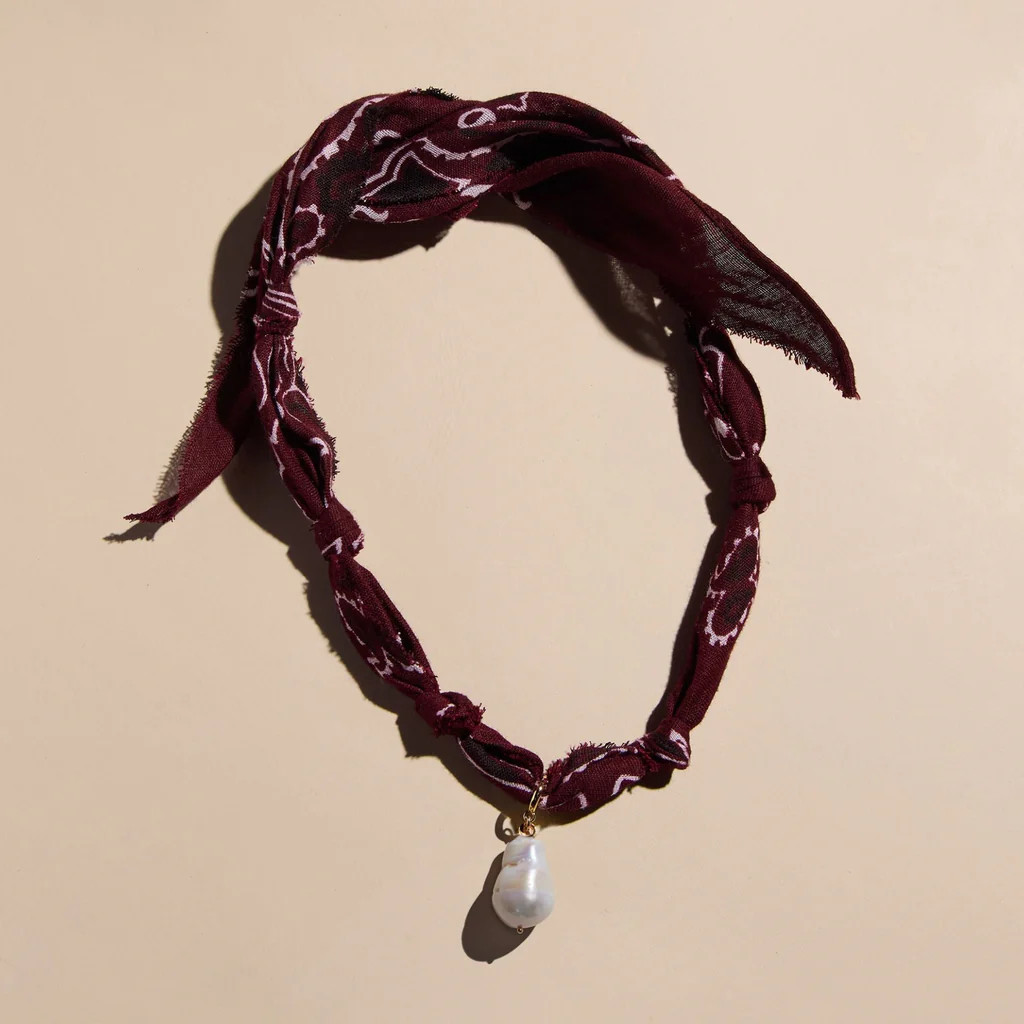 Burgundy Bandana Necklace | Nickel and Suede