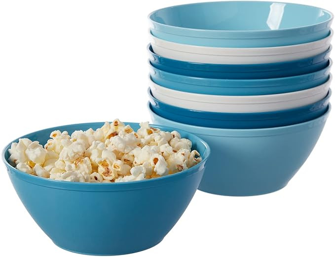 US Acrylic Fresco 28 oz. Plastic Stackable Snack Bowls for Cereal and Ice Cream in Blue Sky | Set... | Amazon (US)