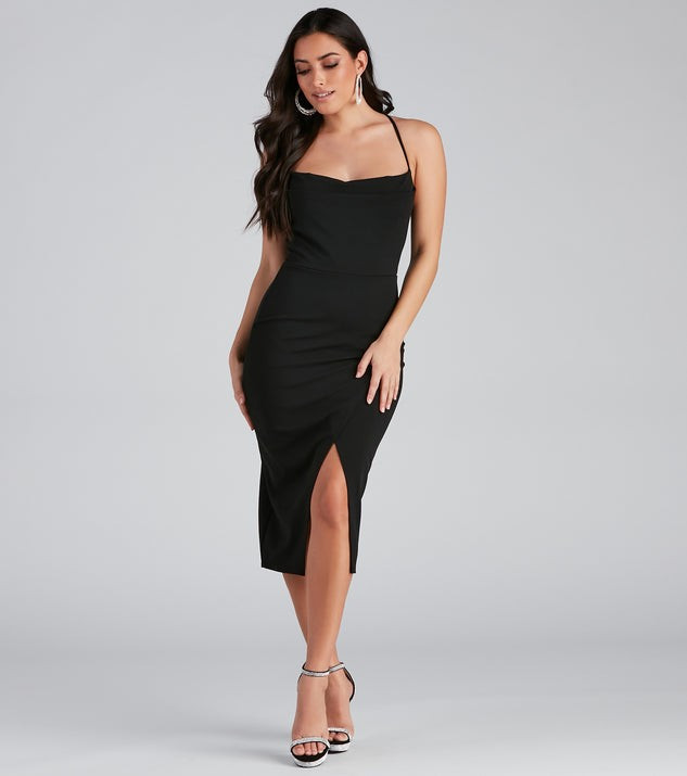 Ashlyn Formal High Slit Midi Dress | Windsor Stores