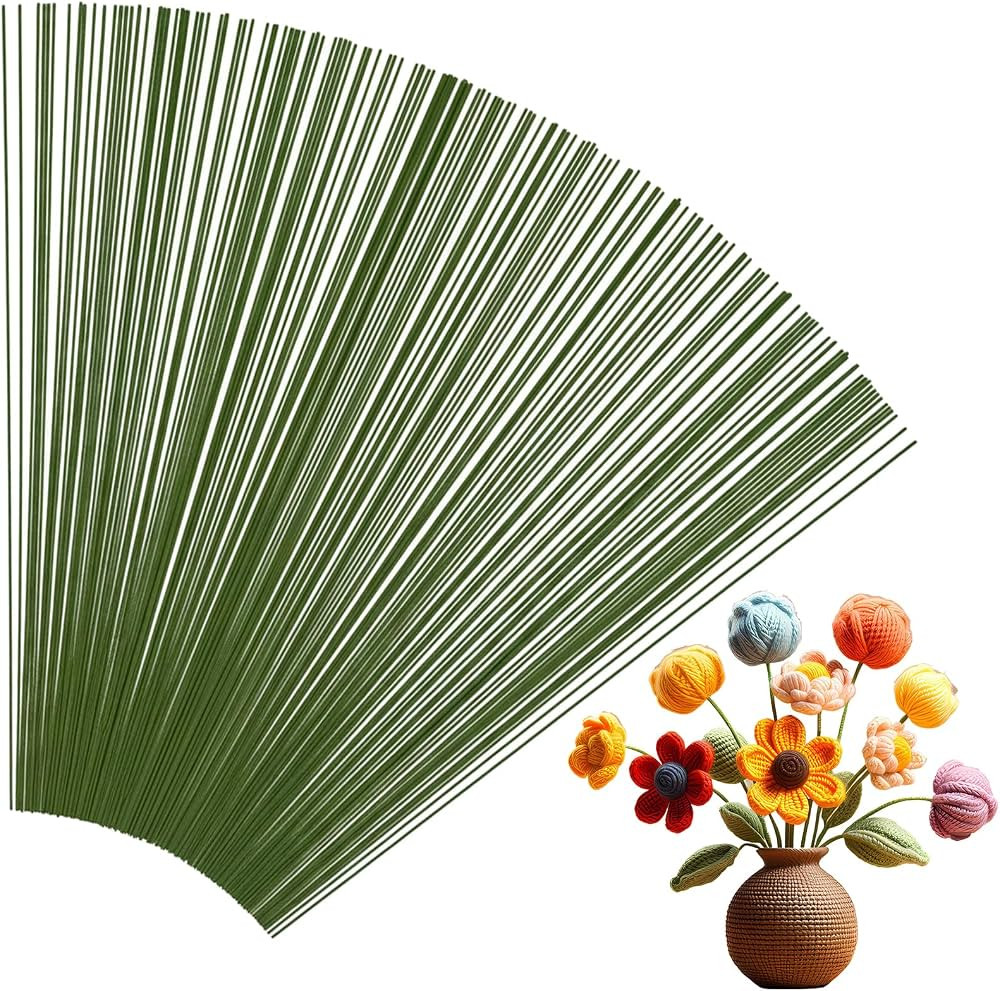 300 PCS Floral Wire Stems, COIDEA 26 Gauge 14 Inch Artificial Flower Stems, Green Flower Wire, Cr... | Amazon (US)