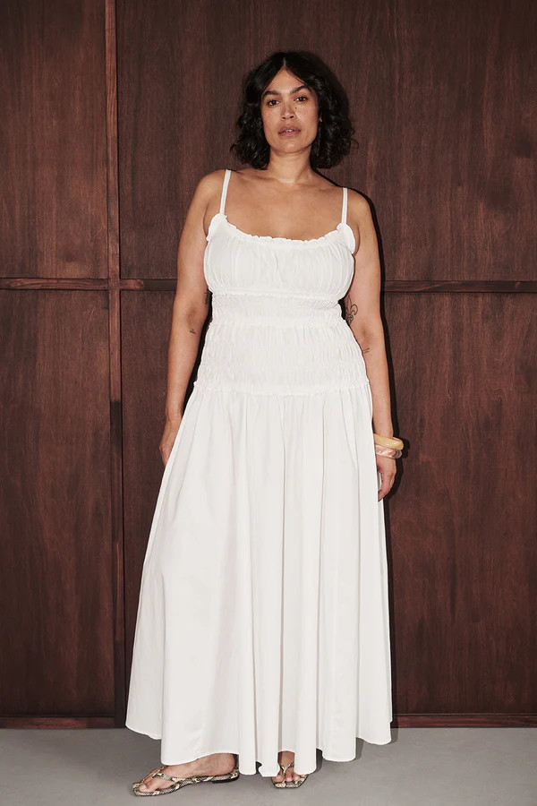 TOBY WHITE COTTON MIDI DRESS | DISSH