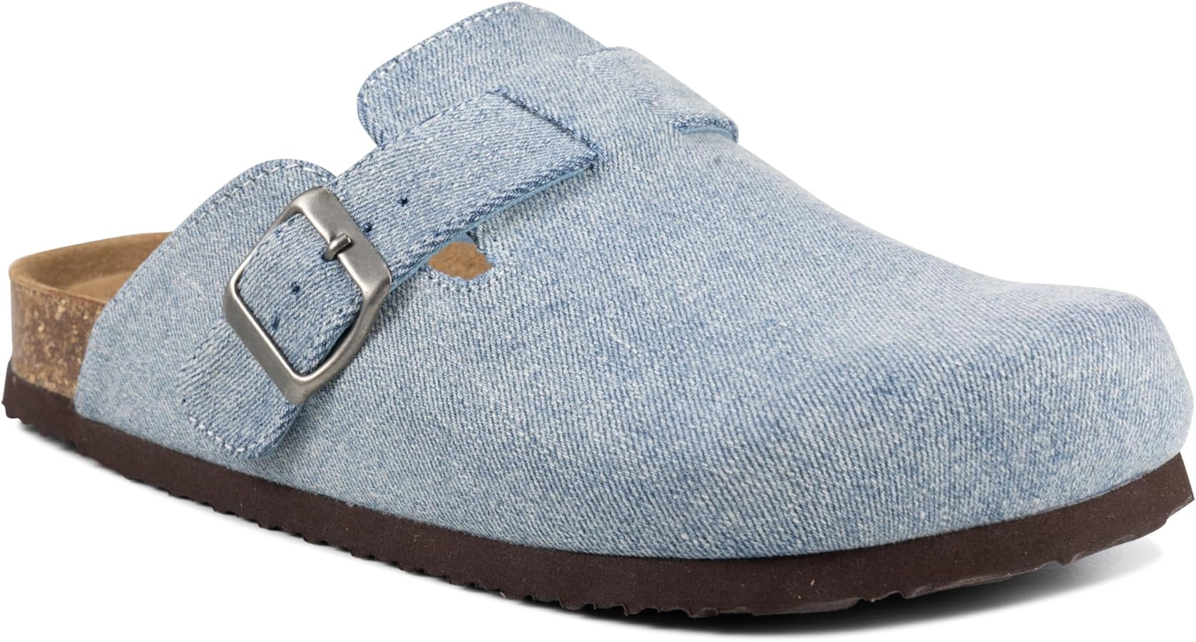 Women's Suede Clogs Slip-On Buckle Slides Leather Mules Cork Footbed Sandals Potato Shoes with Ar... | Amazon (US)