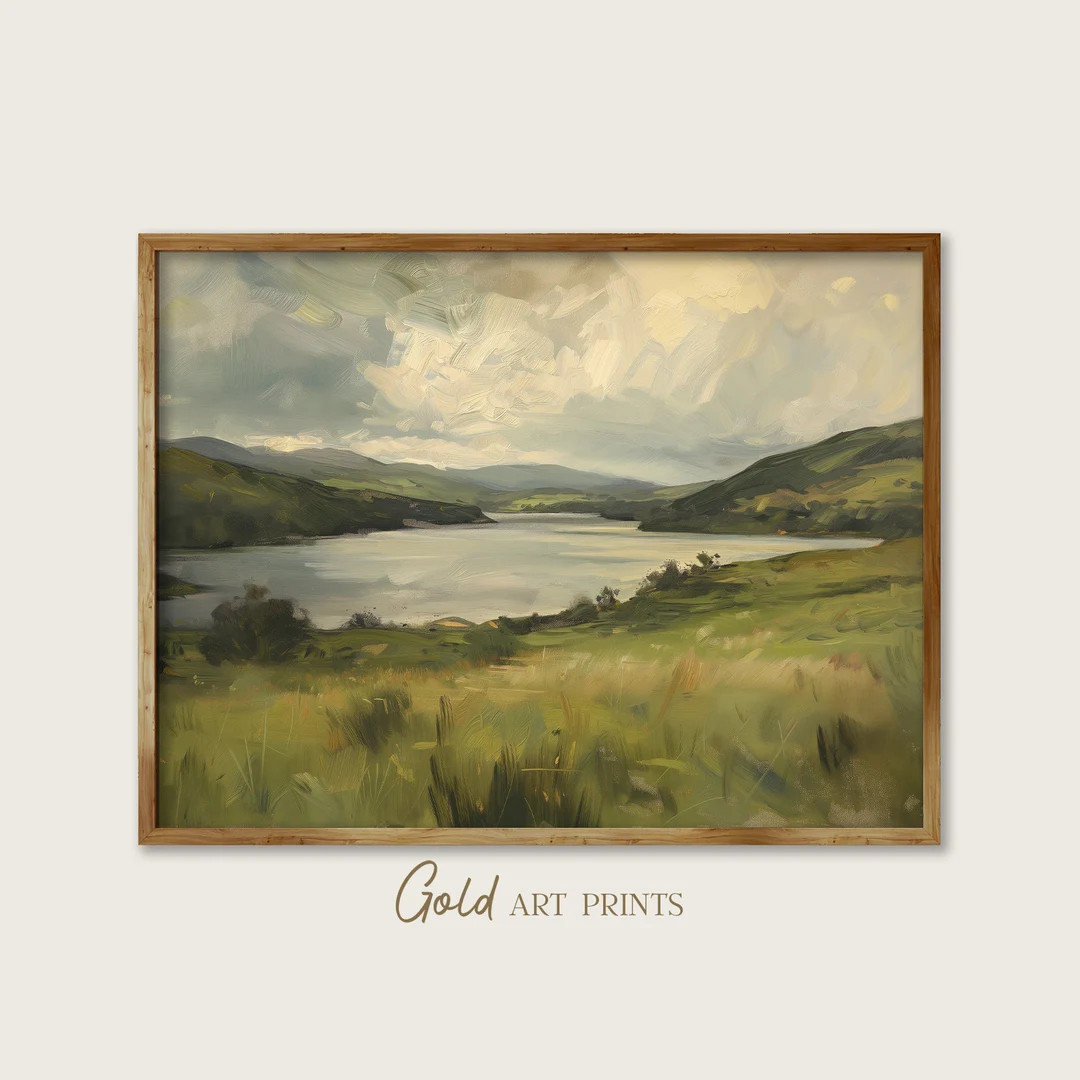 Printable Vintage Landscape Printable Spring Meadow Painting Download Rustic Country Field Artwor... | Etsy (US)