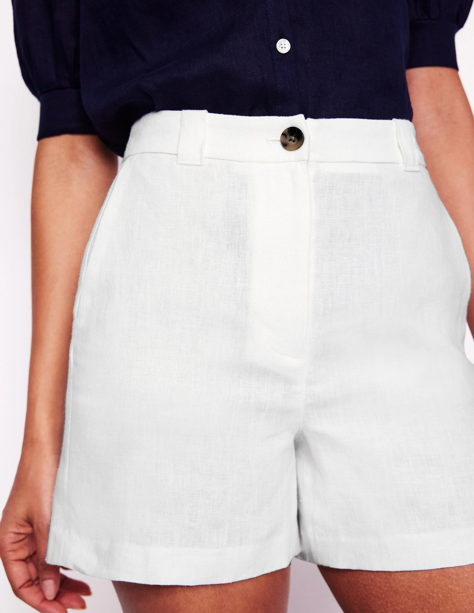 Westbourne Linen Shorts-White | Boden (US)