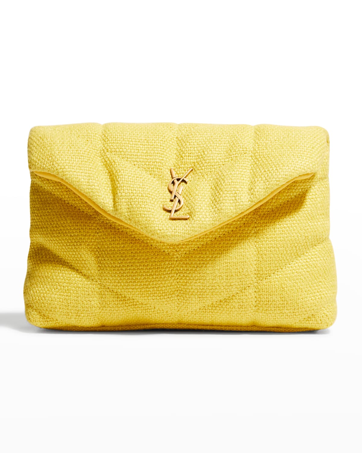 YSL Small Puffer Canvas Clutch Bag | Neiman Marcus