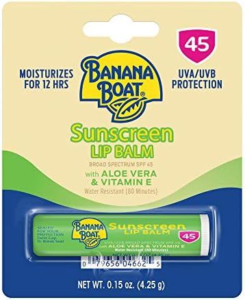 Banana Boat Sunscreen Lip Balm with Aloe Vera Lip Protection, Broad Protection SPF 45, 0.15 oz. | Amazon (US)