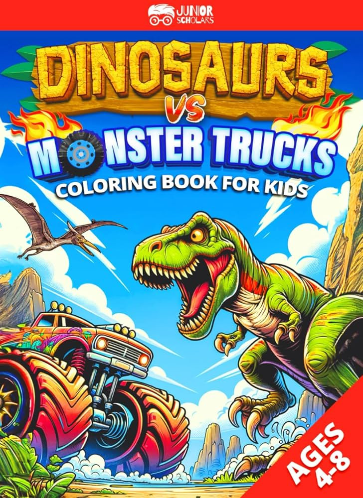 Dinosaurs VS Monster Trucks Coloring Books for Kids Ages 4-8: Jumbo Activity Coloring Book for Bo... | Amazon (CA)