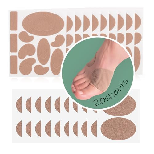 Moleskin for Blisters Feet, Adhesive Moleskin Pads, Multi-Shaped Moleskin Padding for Shoes, Toes, Heel | Blister Prevention and Reduce Friction - 20 Sheets (130 Pieces Total) | Amazon (US)