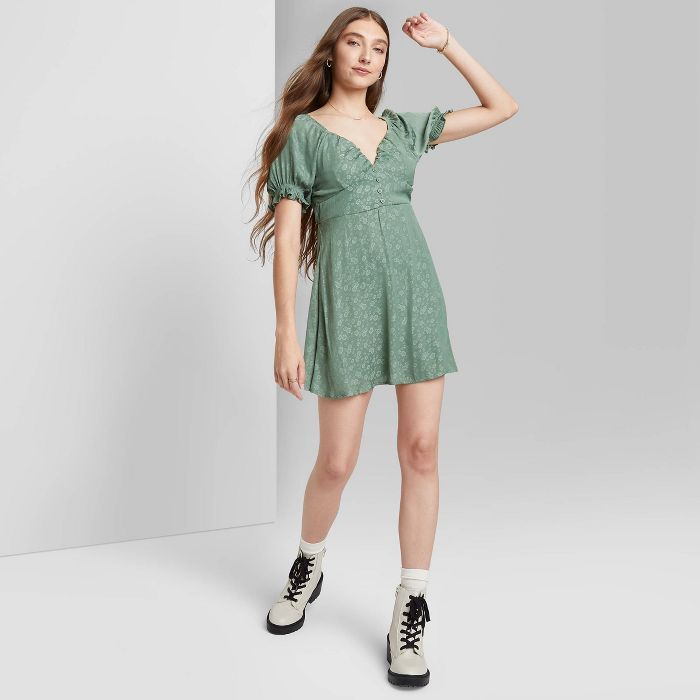 Women's Short Sleeve Satin Skater Dress - Wild Fable™ | Target