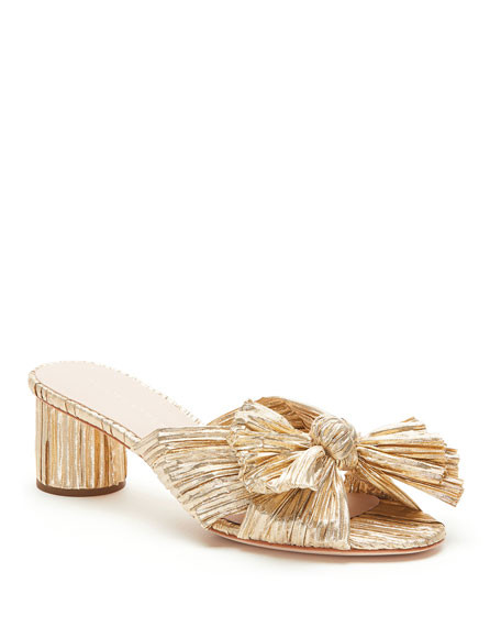 Loeffler Randall Emilia Pleated Knot Slide Sandals | Neiman Marcus