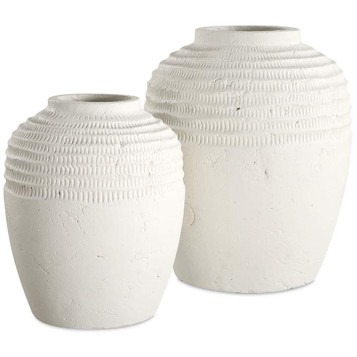 Uttermost Luna Ridge 2-Piece White Ceramic Vase Set | Lamps Plus