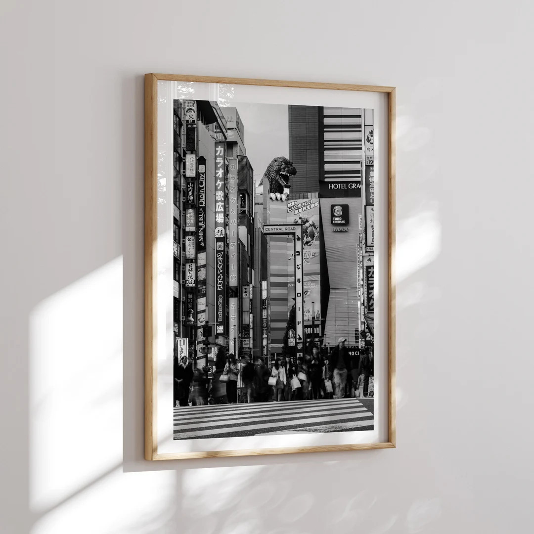 Godzilla Head in Tokyo Poster Shinjuku Street Printable Art - Etsy | Etsy (US)