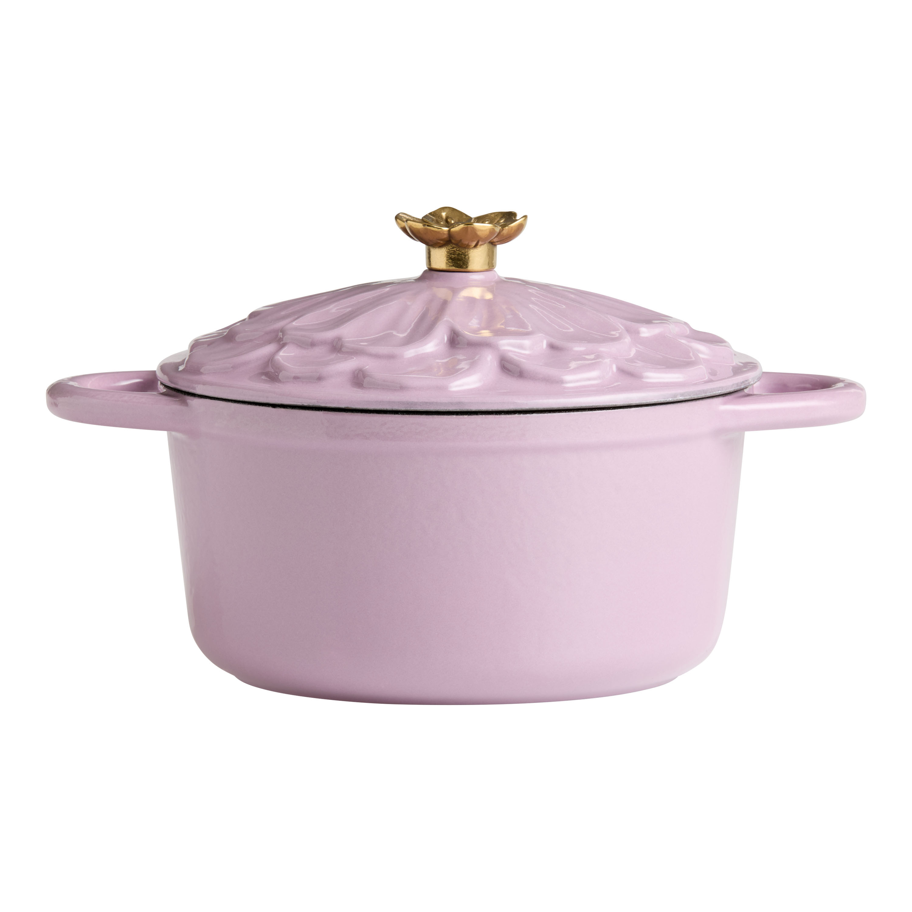 Purple Enameled Cast Iron Floral Baking Dish with Lid | World Market