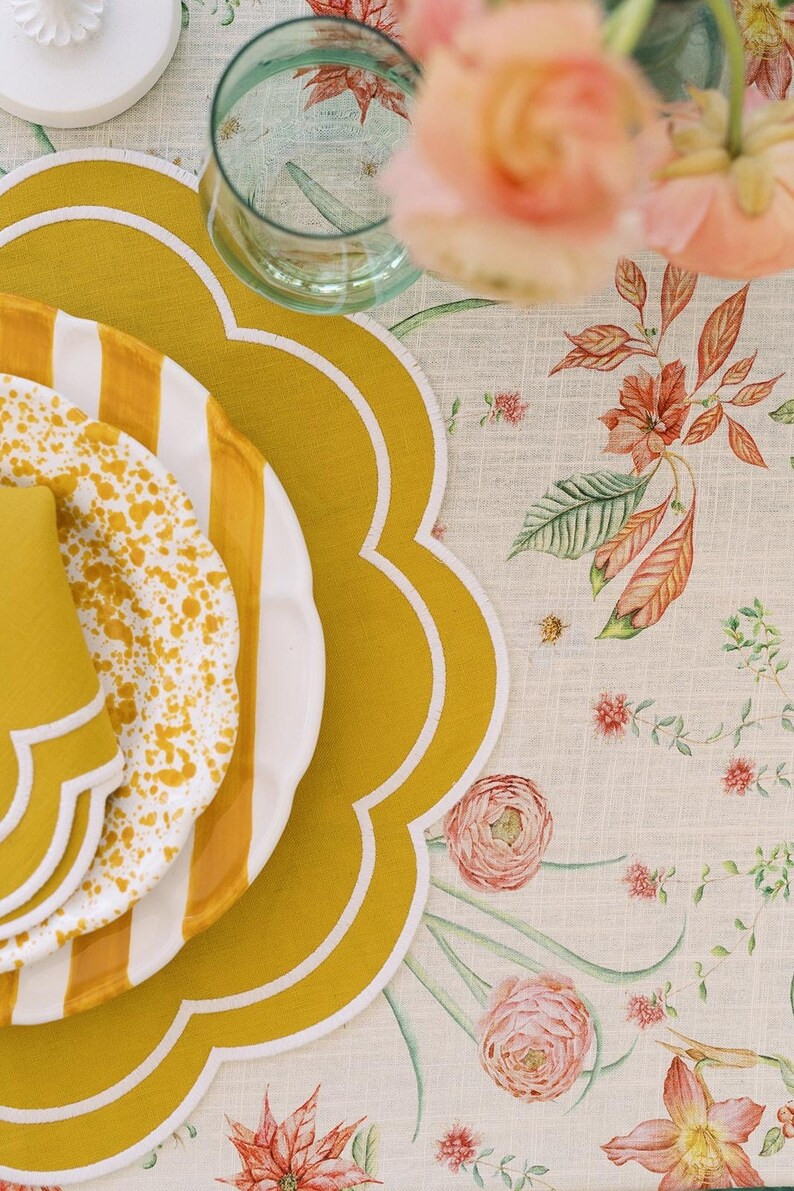 Ranunculus Garden vintage floral linen tablecloth -picnic blanket - botanical summer tablecloth | Etsy (US)