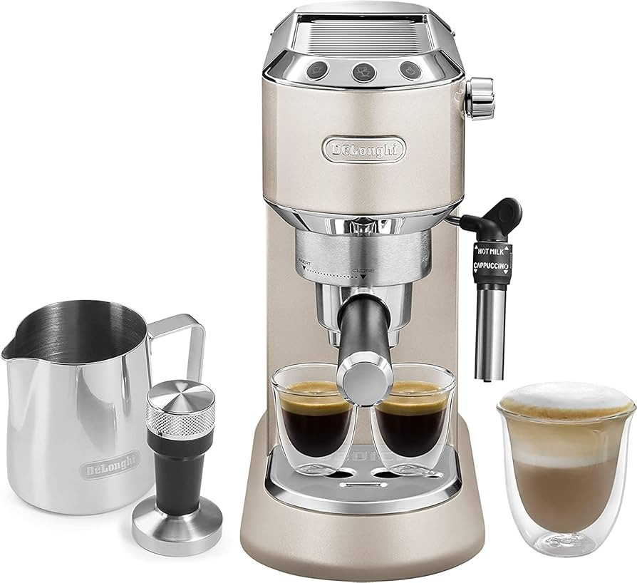 De'Longhi Dedica Metallics Coffee Machine with Milk Frother, Traditional Barista Pump Espresso Ma... | Amazon (UK)