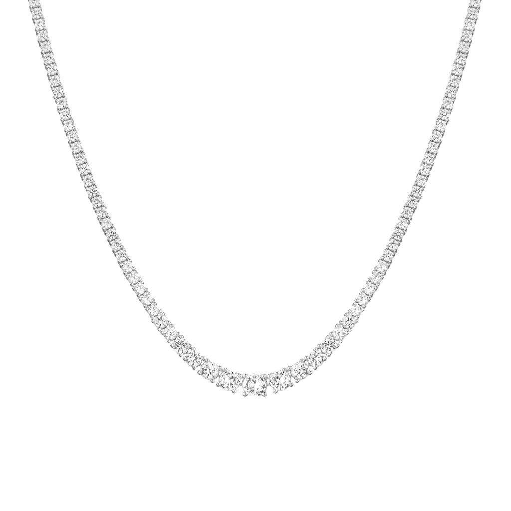 Lab Grown White Sapphire Graduated Modern Tennis Necklace | AUrate New York