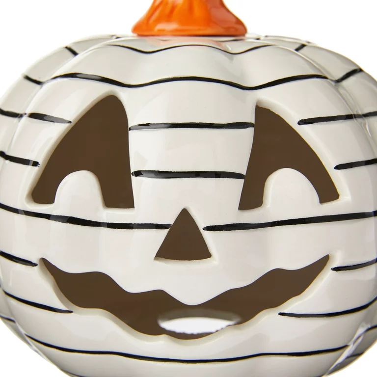 Way to Celebrate 6.5IN X 6.5IN White Halloween Pumpkin Ceramic Decor | Walmart (US)