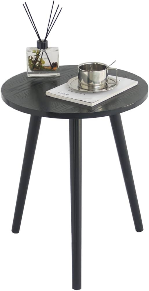 AWASEN Round End Table, Black Side Table Modern Home Decor Small Accent Table for Small Space Liv... | Amazon (US)